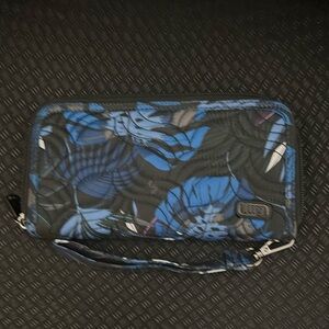 Lug Splits XL wallet botanical black w bonus free lug pen in rainbow navy NWOT